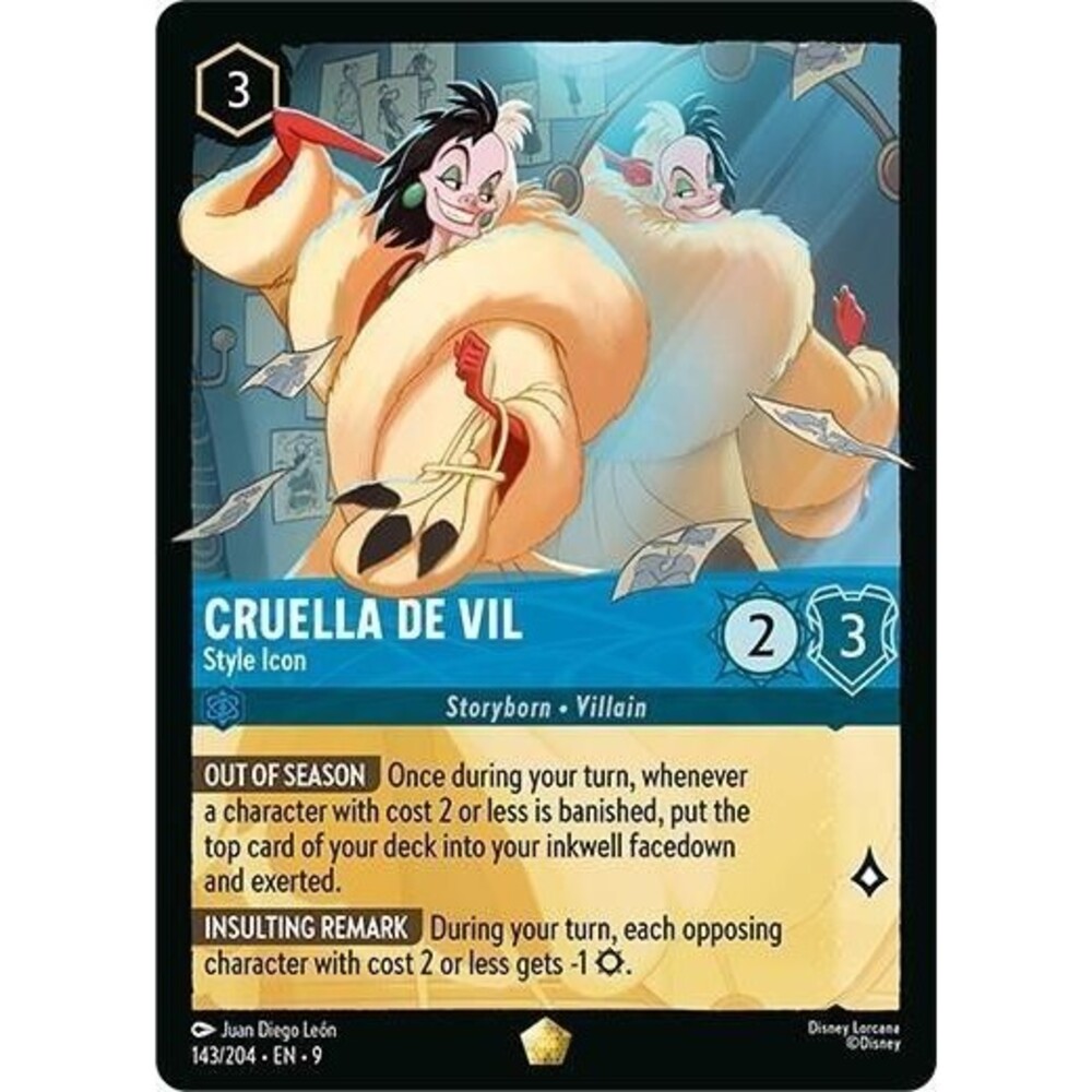 Disney Lorcana - Fabled - Cruella De Vil - Style Icon - 143/204 - Legendary NM